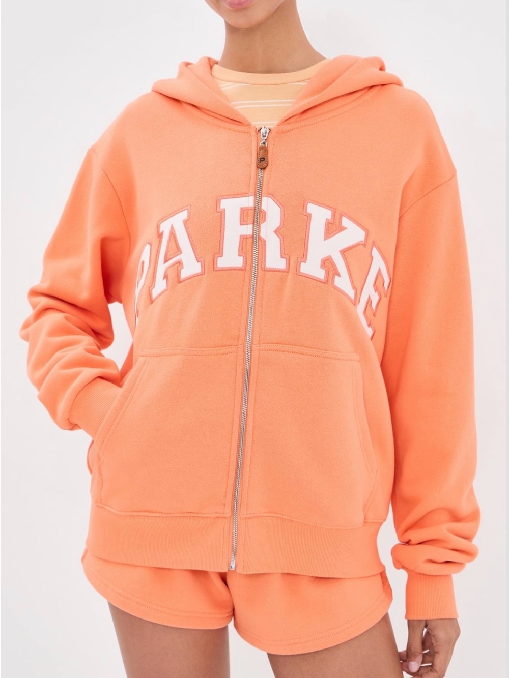 PARKE Zip-up Varsity Hoodie Creamsicle Size S/M - Picture 5 of 5